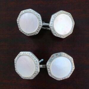 Antique Edwardian Mother Of Pearl Cuff Links